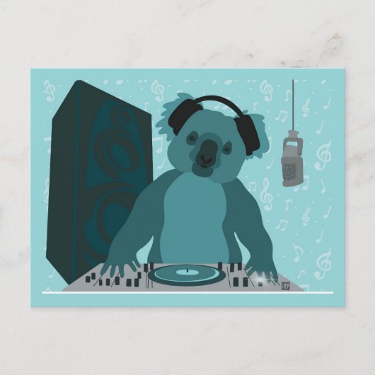 Koala Music DJ Ansichtkaart Feestdagenkaart (Voorkant)