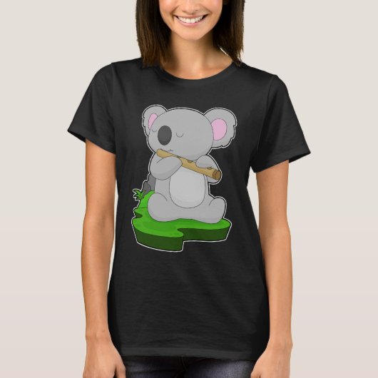 Koala Muzikant Fluit Muziek T-shirt (Voorkant)