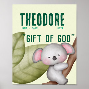 Koala Naam Betekenis - Groen gepersonaliseerd gesc Poster