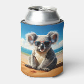 Koala on a sandy beach blikjeskoeler (Blikje Voorkant)