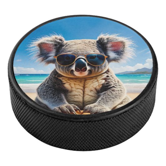 Koala on a sandy beach  hockey puck (3/4)