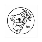 Koala on Branch Custom Name Stamp Rubberstempel (Afrduk)
