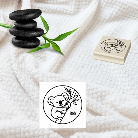 Koala on Branch Custom Name Stamp Rubberstempel