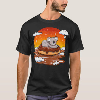 Koala On Donut Floating In Sunset T-shirt