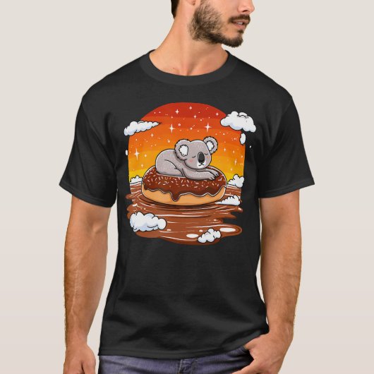 Koala On Donut Floating In Sunset T-shirt (Voorkant)