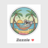Koala Ontspannen op het strand Hangmat - Tropische Sticker (Vel)