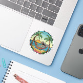 Koala Ontspannen op het strand Hangmat - Tropische Sticker (Laptop met iPhone)