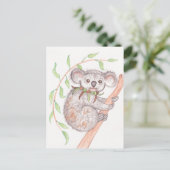 Koala op boomtak briefkaart (Staand voorkant)
