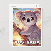 Koala op een boom Australië Reizen Briefkaart (Voorkant / Achterkant)