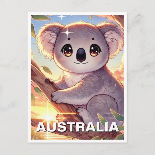 Koala op een boom Australië Reizen Briefkaart (Voorkant)