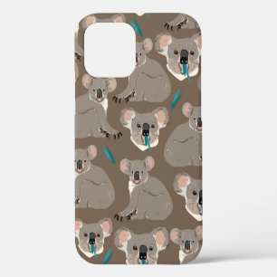 Koala op een neutrale bruine achtergrond naadloos iPhone 12 hoesje