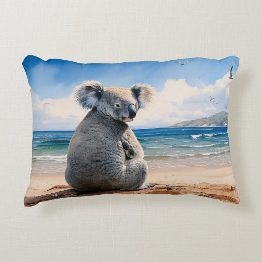 Koala op een zandstrand accent kussen (Voorkant)