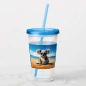 Koala op een zandstrand acryl drinkbeker (Achterkant)