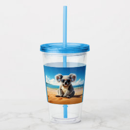 Koala op een zandstrand acryl drinkbeker