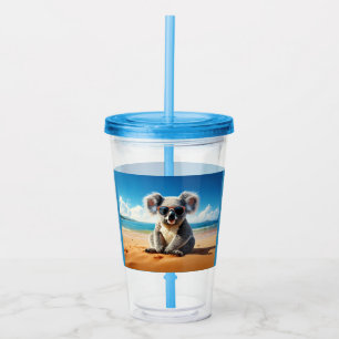Koala op een zandstrand acryl drinkbeker