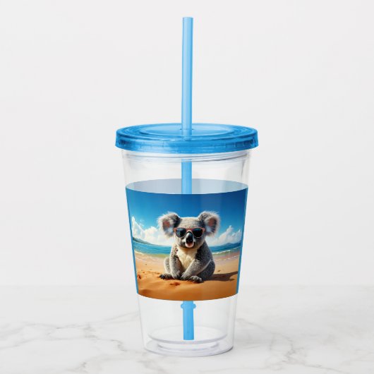 Koala op een zandstrand acryl drinkbeker (Voorkant)