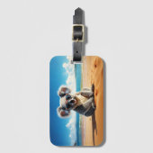 Koala op een zandstrand bagagelabel (Voorkant (verticaal))