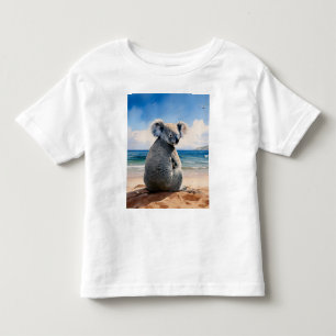 Koala op een zandstrand kinder shirts