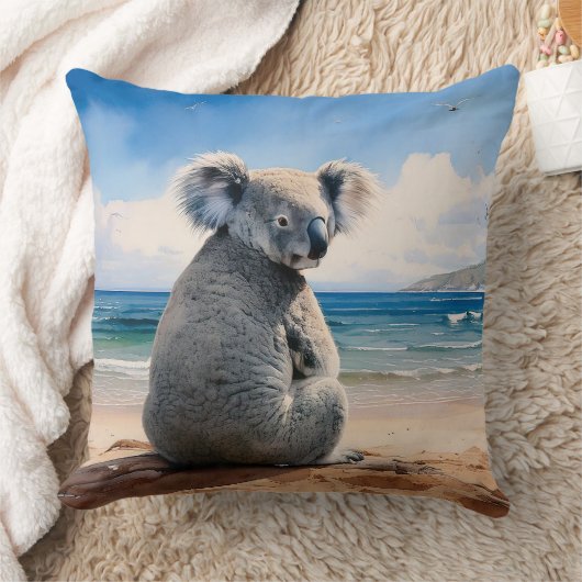 Koala op een zandstrand kussen (Deken)