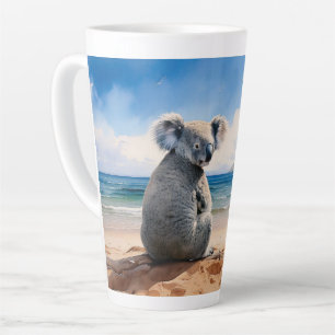 Koala op een zandstrand latte mok