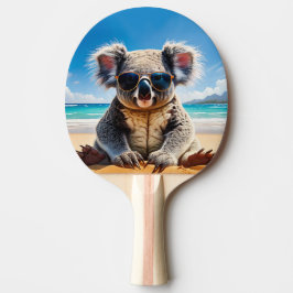 Koala op een zandstrand Prettig kerstfeest Tafeltennisbatje