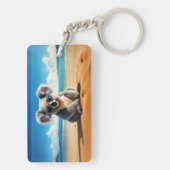 Koala op een zandstrand sleutelhanger (achterkant)