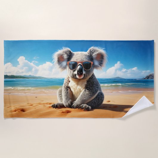 Koala op een zandstrand strandlaken (Voorkant)