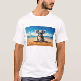 Koala op een zandstrand t-shirt