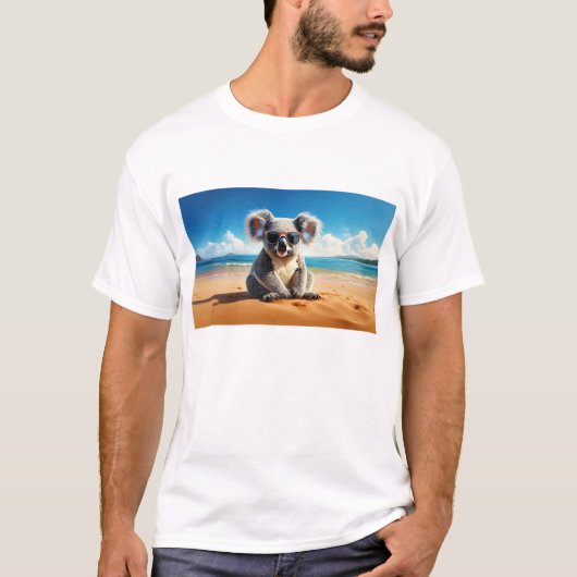 Koala op een zandstrand t-shirt (Voorkant)