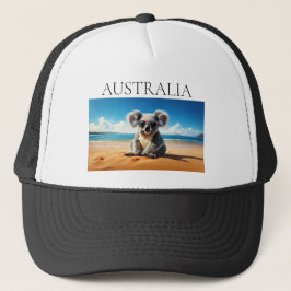 Koala op een zandstrand trucker pet