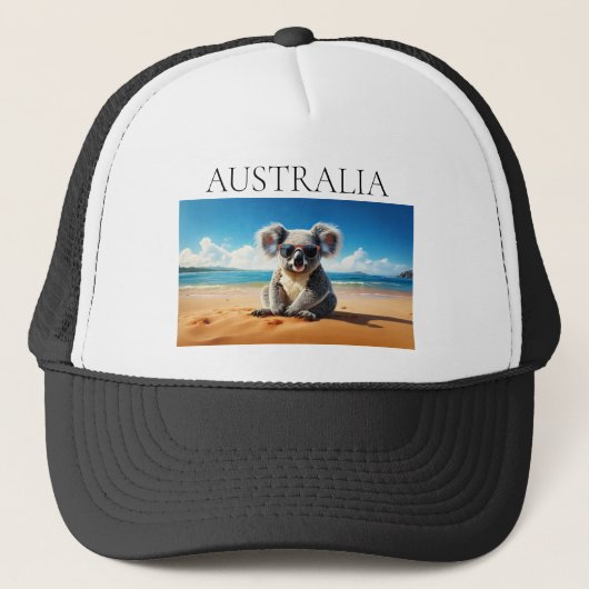 Koala op een zandstrand trucker pet (Voorkant)