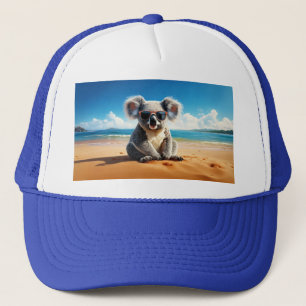 Koala op een zandstrand trucker pet