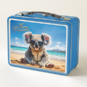Koala op een zandstrand Vrolijk kerstfeest (Achterkant)