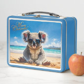Koala op een zandstrand Vrolijk kerstfeest (In situ)