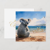 Koala op een zandstrand Vrolijk kerstfeest Feestdagenkaart (Voorkant / Achterkant)