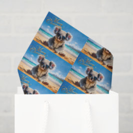 Koala op een zandstrand Vrolijk kerstfeest Tissuepapier