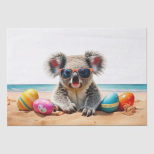 Koala op het strand met paaseieren tissuepapier
