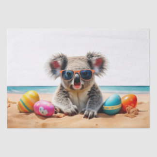 Koala op het strand met paaseieren tissuepapier