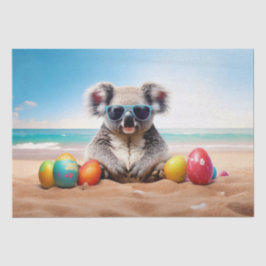Koala op het strand met paaseieren tissuepapier