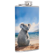 Koala op zandstrand heupfles (Rechts)