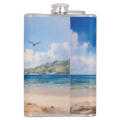 Koala op zandstrand heupfles (Achterkant)