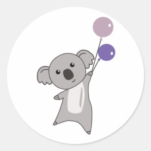 Koala Paarse ballonnen koken dieren Kinder Ronde Sticker