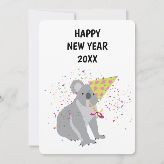 Koala Partying - Animals Holiday New Years Card Feestdagenkaart (Voorkant)