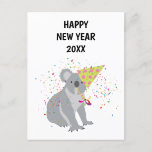 Koala Partying - Animals Holiday New Years Card Feestdagenkaart