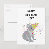Koala Partying - Animals Holiday New Years Card Feestdagenkaart (Voorkant / Achterkant)
