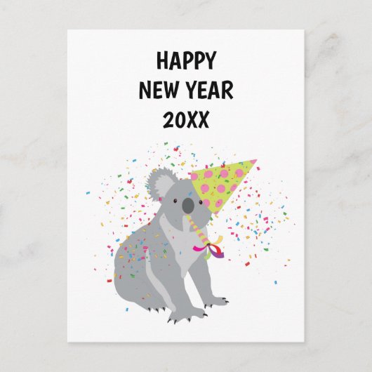 Koala Partying - Animals Holiday New Years Card Feestdagenkaart (Voorkant)
