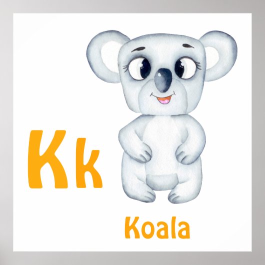Koala personaliseer ABC: Letter K - Voeg Jouw name Poster (Voorkant)