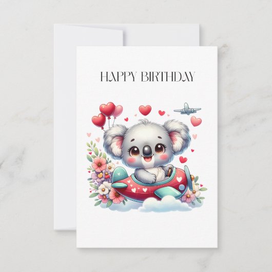 Koala Piloot Verjaardag Bedankkaart (Voorkant)