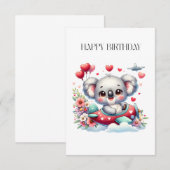 Koala Piloot Verjaardag Bedankkaart (Voorkant / Achterkant)