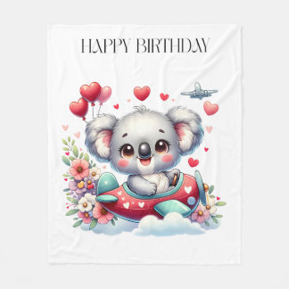 Koala Piloot Verjaardag Fleece Deken